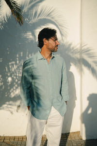 CAMISA LINO AQUA