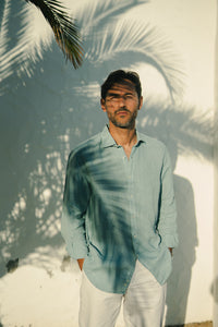CAMISA LINO AQUA