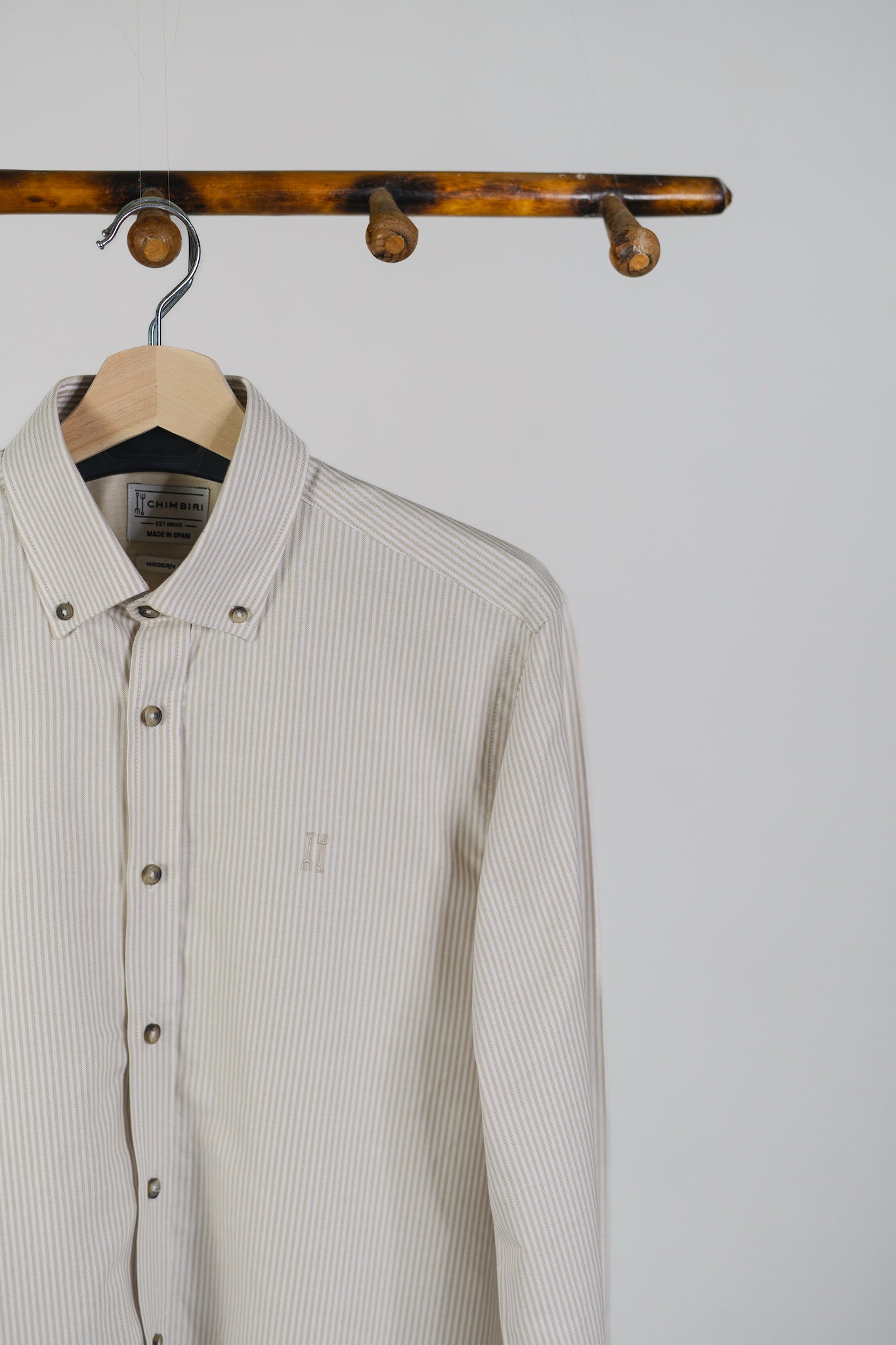 CAMISA OXFORD RAYAS BEIGE